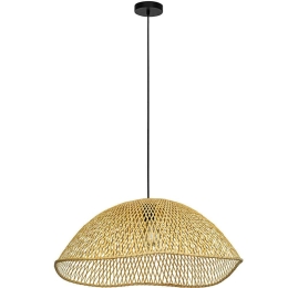 Φωτιστικό Οροφής Sambucona 390236 Φ72x150cm 1xE27 40W Natural-Black Eglo Ατσάλι,Ξύλο