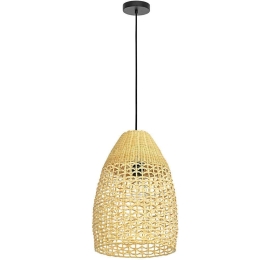Φωτιστικό Οροφής Sambucona 390237 Φ35x150cm 1xE27 40W Natural-Black Eglo Ατσάλι,Ξύλο