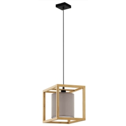Φωτιστικό Οροφής Granados 390107 30x30x150cm 1xE27 25W Brown-Cappuccino Eglo Ατσάλι,Ύφασμα,Ξύλο
