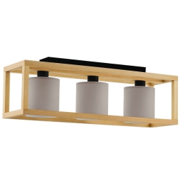 Φωτιστικό Οροφής - Πλαφονιέρα Granados 390106 77x20x28cm 3xE27 25W Brown-Cappuccino Eglo Ατσάλι,Ύφασμα,Ξύλο