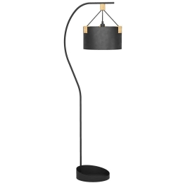 Φωτιστικό Δαπέδου Potosi 39947 68,5x40x187cm 1xE27 40W Black-Brown Eglo Ατσάλι,Ξύλο,Χαρτί