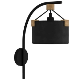 Φωτιστικό Τοίχου - Απλίκα Potosi 39945 23x51cm 1xE27 40W Black-Brown Eglo Ατσάλι,Ξύλο,Χαρτί