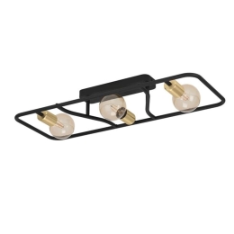 Φωτιστικό Οροφής - Πλαφονιέρα Messinaro 900367 72x28x11,5cm 3xE27 Black-Gold Eglo