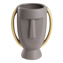 Βάζο Κεραμικό Πρόσωπο Radisson 421003 16,5x10,5x21cm Grey-Gold Eglo Κεραμικό