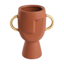 Βάζο Κεραμικό Πρόσωπο Radisson 421004 15x8,5x17,5cm Terracotta-Gold Eglo Κεραμικό