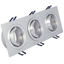 Σποτ Χωνευτό Τριπλό VK/03014G/3/AL 25,5x9,3x2,8cm 3xGU10 35W Silver VKLed Ορθογώνιο