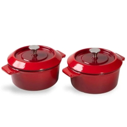 Γάστρες Μαντεμένιες Επισμαλτωμένες Mini Iron (Σετ 2Τμχ) 110CI-010 10cm 300ml Red Woll Μαντέμι