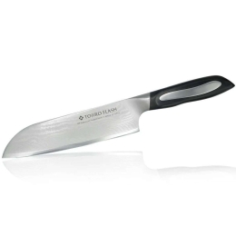 Μαχαίρι Santoku Flash FF-SA180 18cm Από Δαμασκηνό Ατσάλι Silver-Black Tojiro Ανοξείδωτο Ατσάλι