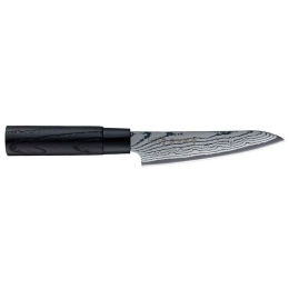 Μαχαίρι Γενικής Χρήσης Shippu Black FD-1592 13cm Από Δαμασκηνό Ατσάλι Silver-Black Tojiro Ατσάλι,Ξύλο