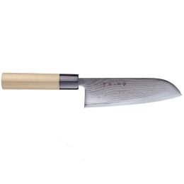 Μαχαίρι Santoku Shippu FD-597 16,5cm Από Δαμασκηνό Ατσάλι Silver-Natural Tojiro Ατσάλι,Ξύλο