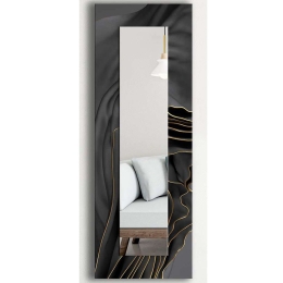 Καθρέπτης Τοίχου 235MRA1166 40x120cm Black-Gold Wallity Mdf, Ύφασμα
