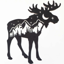 Διακοσμητικό Τοίχου Landscape Moose 507ATP1179 65x69cm Black Wallity Ατσάλι