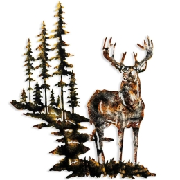 Διακοσμητικό Τοίχου Deer 930DYU1217 65x79cm Multi-Gold Wallity Μέταλλο