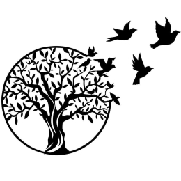 Διακοσμητικό Τοίχου Tree And Birds 891TNL2250 61x56cm Black Wallity Μέταλλο