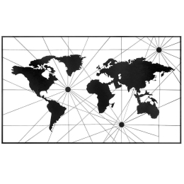 Διακοσμητικό Τοίχου World Map 891TNL2085 120x70cm Black Wallity Μέταλλο