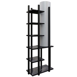 Φωτιστικό Δαπέδου Με Ραφάκια Moda Dor 390FLH2153 45x25x135cm E27 60W Black-White Opviq