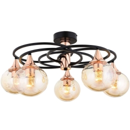 Φωτιστικό Οροφής - Πλαφονιέρα 683AVN1129 Φ60x31cm 5xE27 6W Black-Bronze Opviq