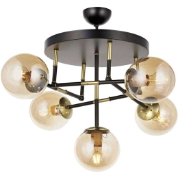 Φωτιστικό Οροφής - Πλαφονιέρα 683AVN1325 Φ60x40cm 5xE27 6W Black-Gold Opviq