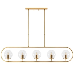 Φωτιστικό Οροφής - Ράγα Jewel 942FLG1145 122x15x49/91cm 5xE14 15W Gold Opviq