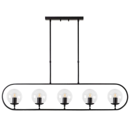 Φωτιστικό Οροφής - Ράγα Jewel 942FLG1141 122x15x49/91cm 5xE14 15W Black Opviq