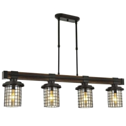 Φωτιστικό Οροφής - Ράγα 683AVN1403 95x15x70cm 4xE27 60W Black-Oak Opviq