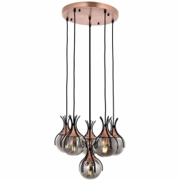 Φωτιστικό Οροφής 683AVN1206 Φ50x100cm 6xE27 6W Bronze-Black Opviq