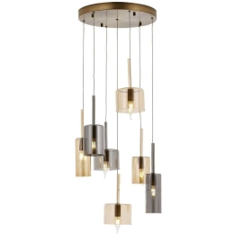 Φωτιστικό Οροφής 301AUR1205 Φ45x120cm 7xE14 40W Gold Opviq