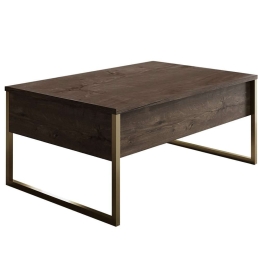 Τραπέζι Σαλονιού Luxe 618BLY1123 90x60x40cm Walnut-Gold
