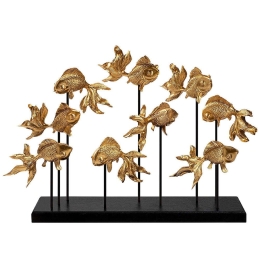 Διακοσμητικό Επιτραπέζιο Goldfish 565TNL1207 42x10x28cm Black-Gold Aberto Design Πολυέστερ