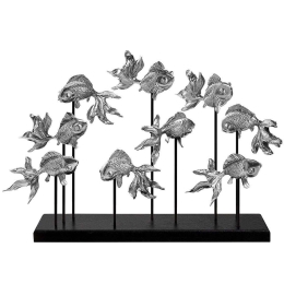 Διακοσμητικό Επιτραπέζιο Goldfish 565TNL1209 42x10x28cm Black-Silver Aberto Design Πολυέστερ