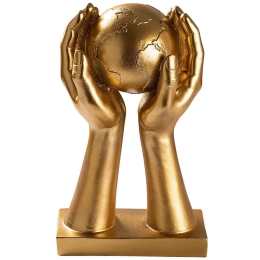 Διακοσμητικό Επιτραπέζιο Global 565TNL1174 18x9x30cm Gold Aberto Design Πολυέστερ