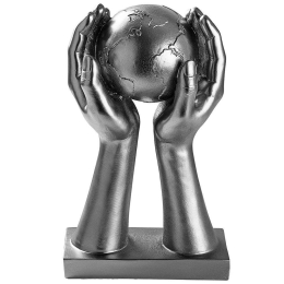 Διακοσμητικό Επιτραπέζιο Global 565TNL1176 18x9x30cm Silver Aberto Design Πολυέστερ