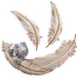 Διακοσμητικό Τοίχου Love Birds 565TNL1183 41x4x21/26x2x8cm Cream-Gold Aberto Design Πολυέστερ