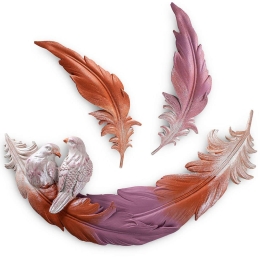 Διακοσμητικό Τοίχου Love Birds 565TNL1184 41x4x21/26x2x8cm Pink-Orange Aberto Design Πολυέστερ