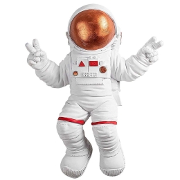 Διακοσμητικό Τοίχου Peace Sign Astronaut 565TNL1173 35x10x47cm White-Bronze Wallity Πολυέστερ