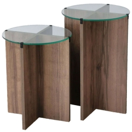 Ζιγκόν Lily (Σετ 2Τμχ) 552NOS2246 Φ40x45/40x50cm Walnut