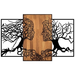 Διακοσμητικό Τοίχου Tree Love 899SKL2299 125x3x79cm Walnut-Black Wallity Μέταλλο,Ξύλο