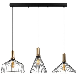 Φωτιστικό Οροφής - Ράγα Dear 942FLG2142 104x34x50/140cm 3xE27 15W Black-Gold Opviq