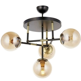 Φωτιστικό Οροφής - Πλαφονιέρα 683AVN1324 Φ60x40cm 4xE27 6W Black-Gold Opviq