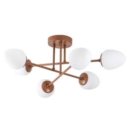 Φωτιστικό Οροφής - Πλαφονιέρα Camflo 942FLG2135 81x81x32cm 6xE14 15W Copper Opviq