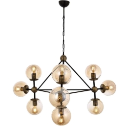 Φωτιστικό Οροφής 683AVN1186 Φ100x100cm 10xE27 6W Black-Gold Opviq
