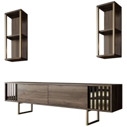 Σύνθεση Τηλεόρασης Gold Line 618BLY1147 180x30x48cm Walnut-Black