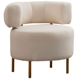 Πολυθρόνα River Round 560ARE2113 76x85x80cm White-Gold