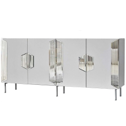 Μπουφές Dubai 552NOS1813 180x40x80cm White-Silver Μοριοσανίδα, Μελαμίνη