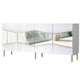 Μπουφές Nice 552NOS1809 180x40x80cm White-Gold Μοριοσανίδα, Μελαμίνη