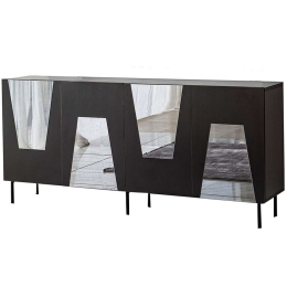 Μπουφές Venice 552NOS1815 180x40x80cm Black-Fume Μοριοσανίδα, Μελαμίνη