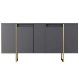 Μπουφές Luxe 618BLY1178 160x35x80cm Anthracite-Gold Μελαμίνη,Μέταλλο