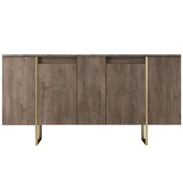 Μπουφές Luxe 618BLY1180 160x35x80cm Walnut-Gold Μελαμίνη,Μέταλλο
