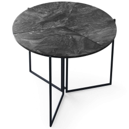 Τραπέζι Αναδιπλούμενο Yaprak 974NMB1163 Φ100x72cm Marble Effect Anthracite Μελαμίνη,Μέταλλο