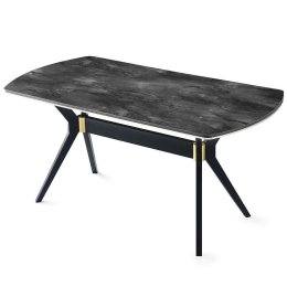 Τραπέζι Ikon 974NMB1151 180x90x77cm Black-Gold Πλαστικό,Mdf
